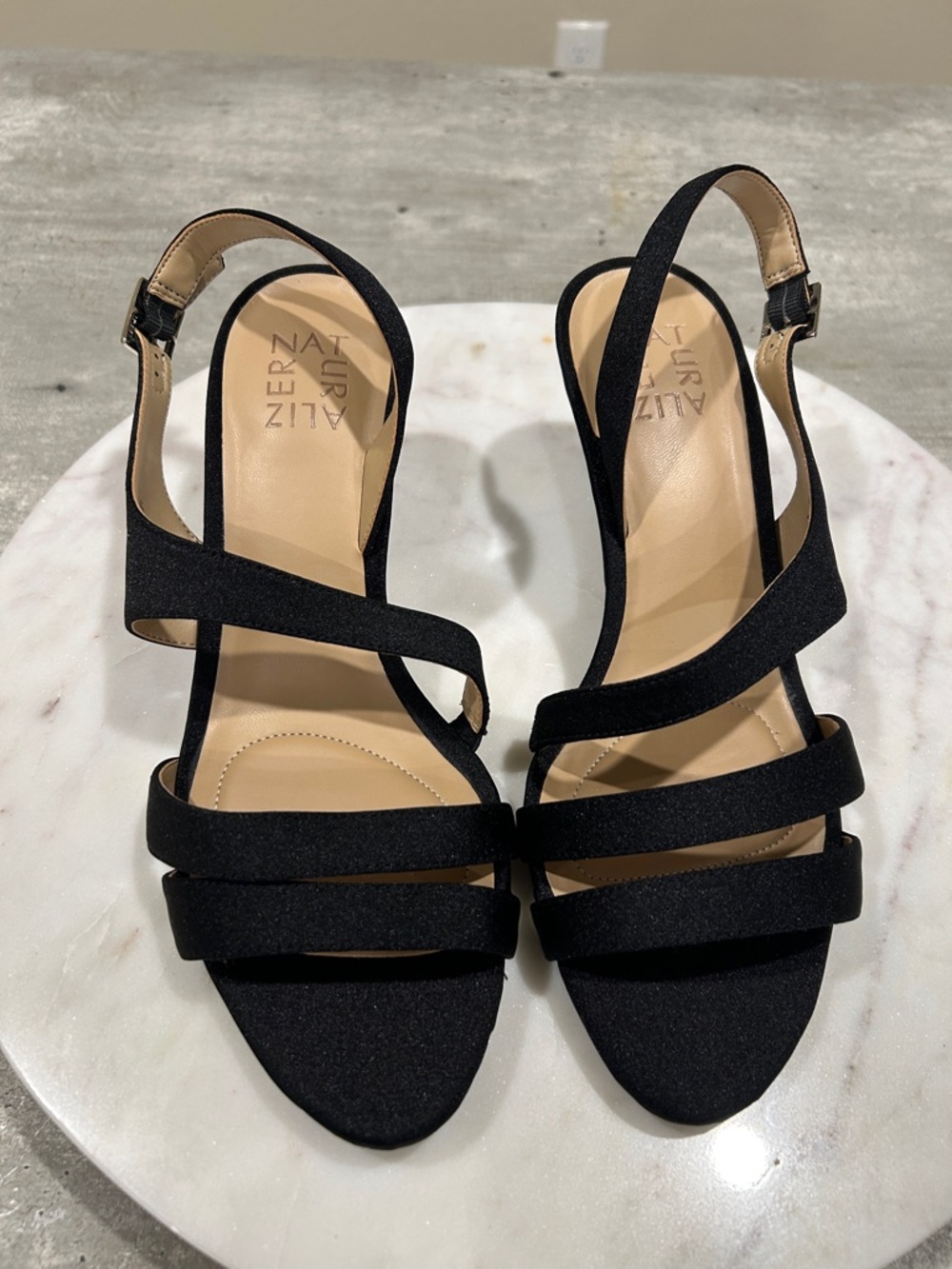 Naturalizer Black Multi-Strap Slingback Heels Size 8